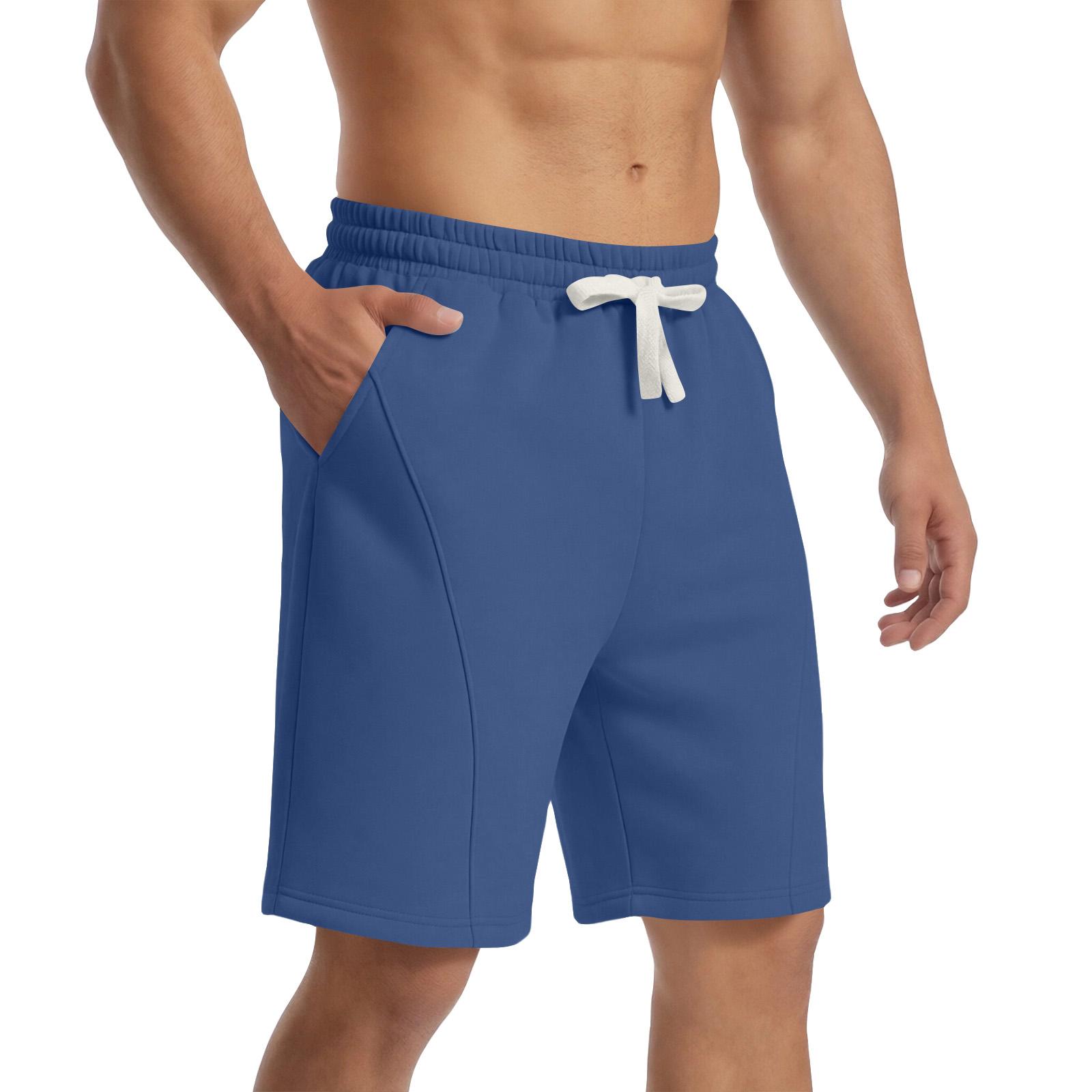 

Men s Casual Athletic Shorts Elastic Waistband Drawstring Pockets Lightweight Comfortable Fit Gym Running Workout Sportswear S синій