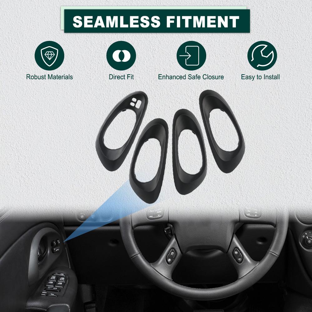 

4PCS Car Interior Door Handle Cover Trim Bezel for Chevrolet Trailblazer 2002 2003 2004 2005 2006 2007 2008 2009 Left Hand Drive Black With Hole
