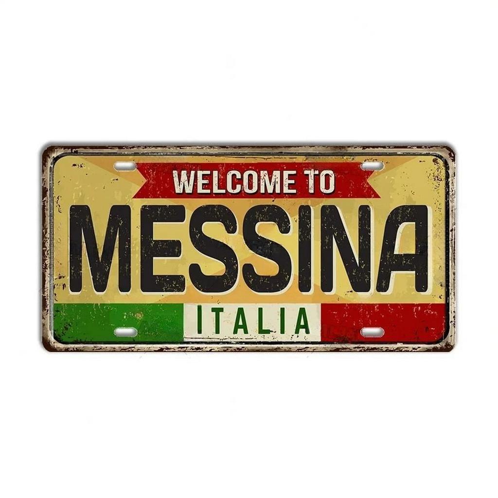 Mfoever Tin Italy License Plates for Wall Art Decoration Metal Tin Signs Vintage Tags Metal Automotive Signs For Cafe Bar Club Garage Pubs