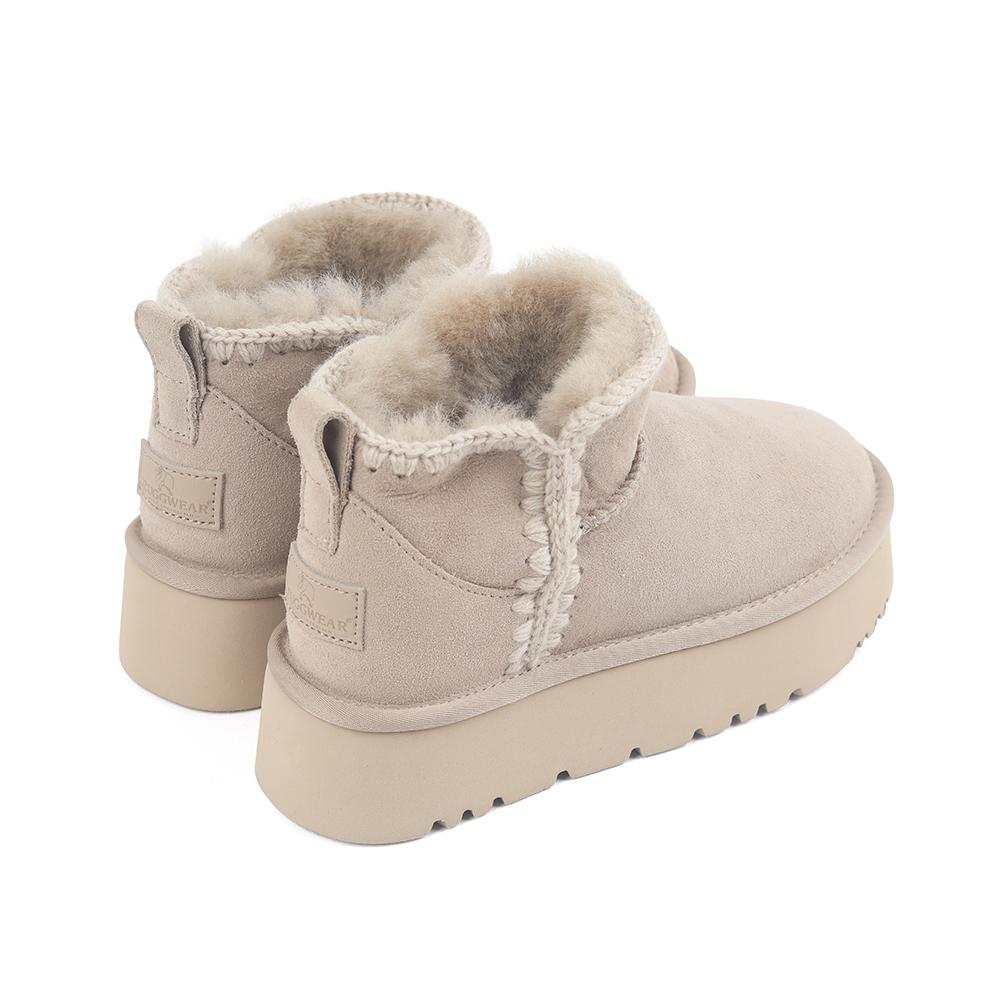 Oz Ugg Wear Adult Eskimo Platform Mini Boots Beige