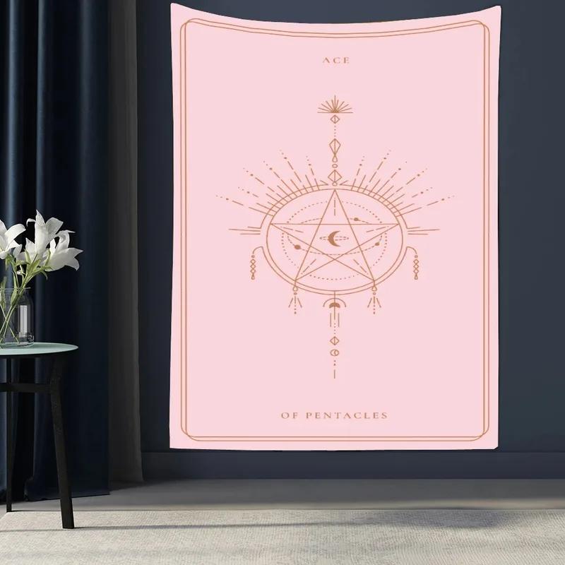 Pink Cartoon Divination Printed Tapestry Office Living Room Tapestry Home Wall Decoration Tapestry