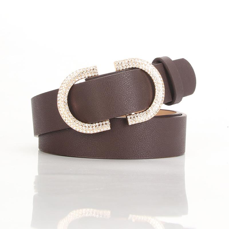 Ladies Double D Alloy Japanese Buckle Simple Decoration, Jeans Retro Atmosphere Elegant Non-Porous Belt