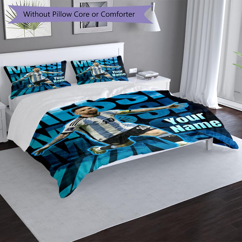 Messi Legend Custom Name Text Print 1Pc Bedding Set Duvet Cover With Two Pillowcases Soft Bed Linen For Household Bedroom