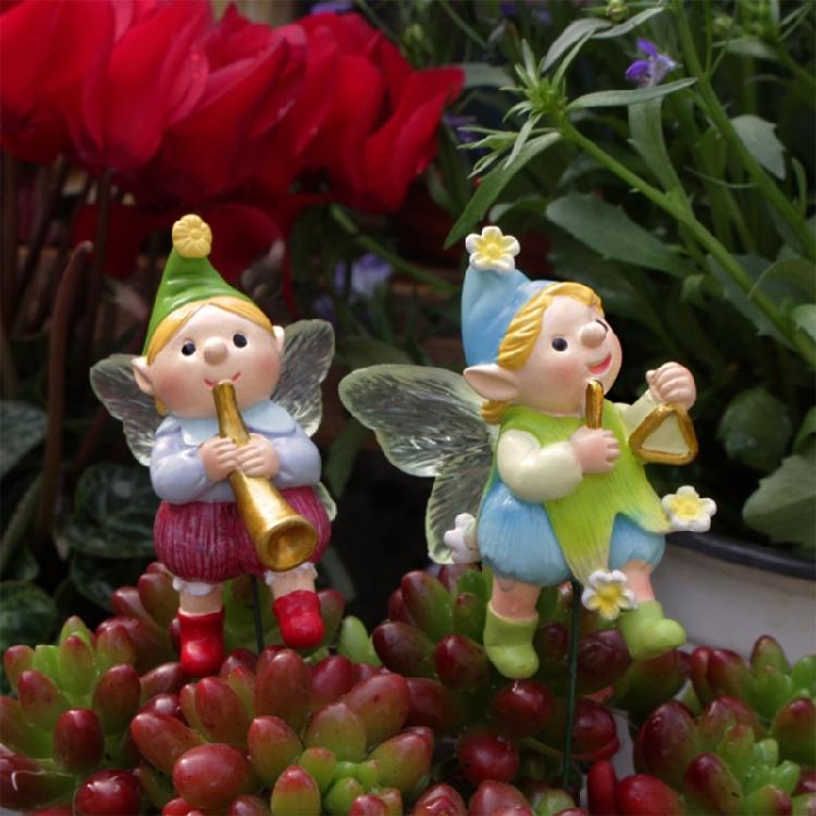 Harz Musikfee Figur Bunte Feen am Stiel Garten Miniatur Dekoration
