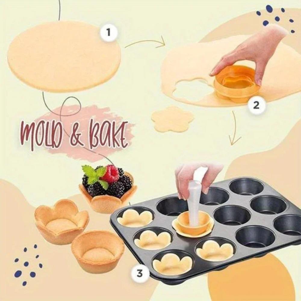 1Set Tart Shells MoldFlower Shaped Pastry Tamper Mini Tart Tamper Shell Maker Cake Mold Creative Cake Cup Presser Biscuit Mold