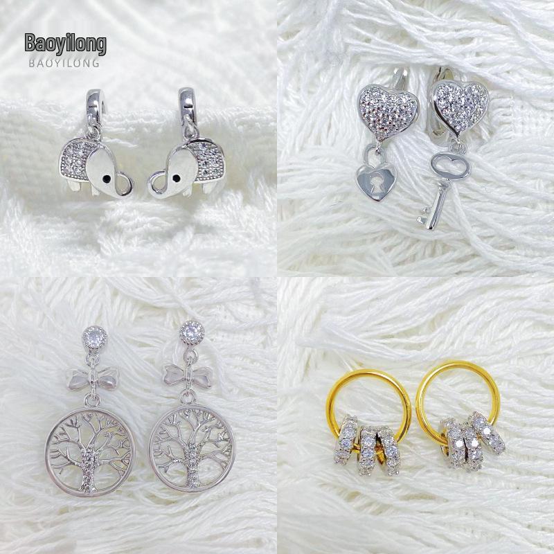Bao Yi Long S925 Silver Interlocking Hoop Earrings - Elegant Women's Luxury Design