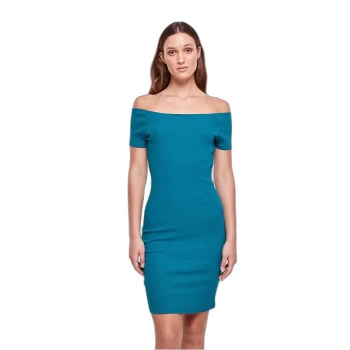 Robe côtelé à épaule dénudées femme Urban Classics - vert - S
