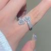 Elegant Sparkling Zirconia Heart Design Cuff Ring for Women Luxury Stylish Rhinestore Rings Jewelry Gifts Accessory