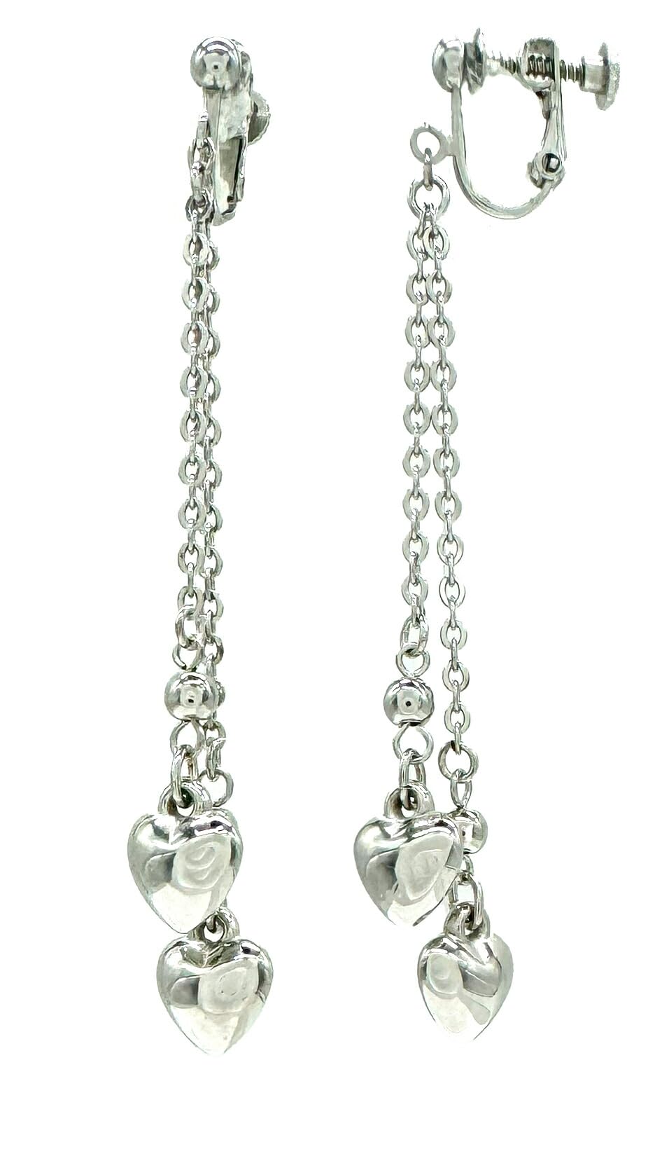

Shop Earrings Heart Metal Chain Swinging 2 Rows Screw Type Accessories Made in Japan e0141 E Silver [Jewelry M] Women s