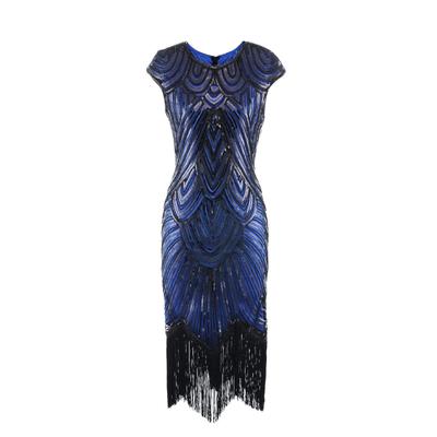 Women Sexy Tassel Woven Sequin Dress Retro European Dress
