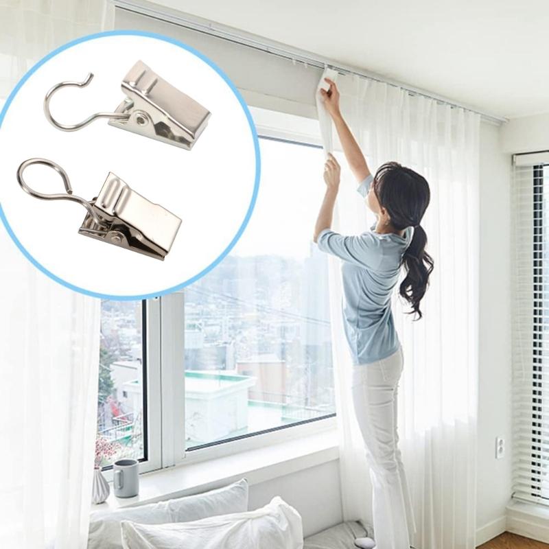 Multipurpose Hook Clips Set Of 100,Metal Curtain Clips for Curtain Bathroom Shower Curtains And Outdoor Decorations