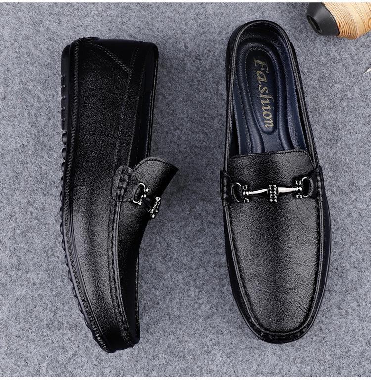 Men's Breathable Slip-on Leather Driving Shoes - Soft Sole, Small & Large Sizes Available