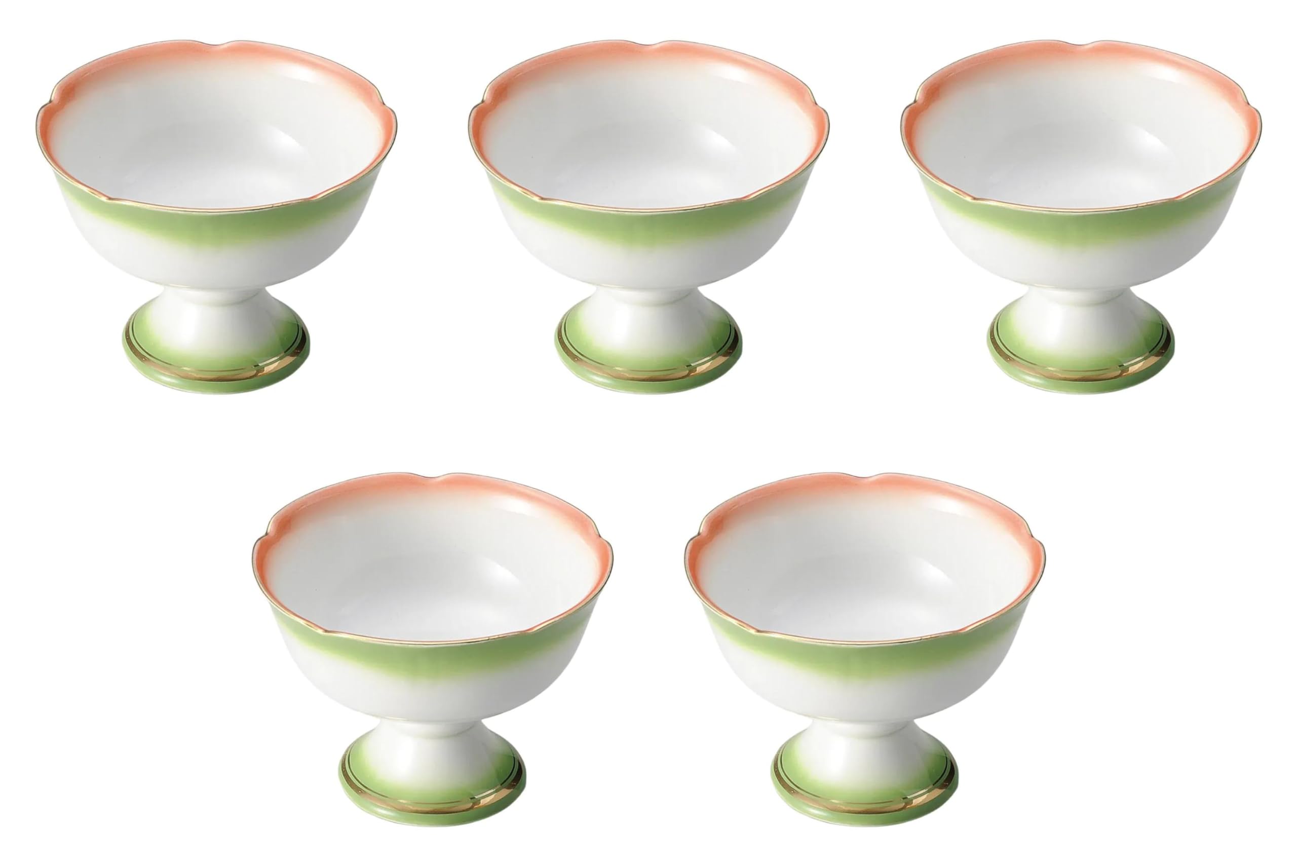 

Set of 5 Blown Small Bowls x Small Reinforced Setomonohonpo Two-Color High-Footed [11.3 8cm] High-Footed Bowls, Porcelain,