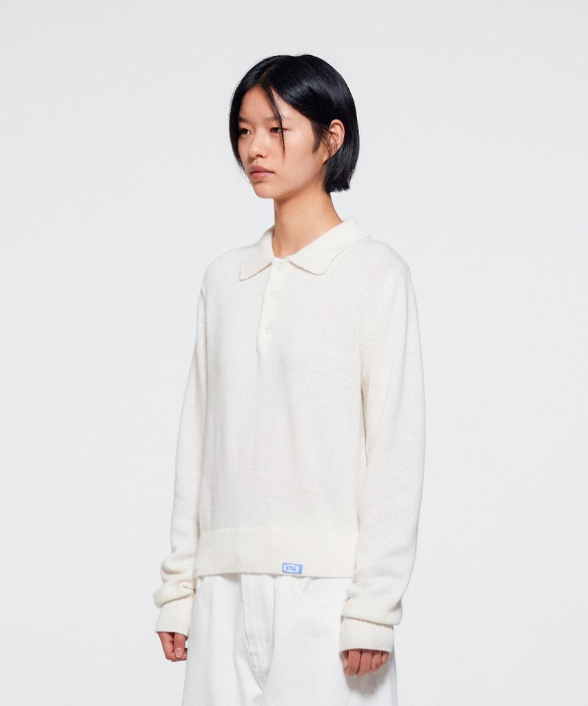 ERA Women Wool Blend Polo Sweater - White