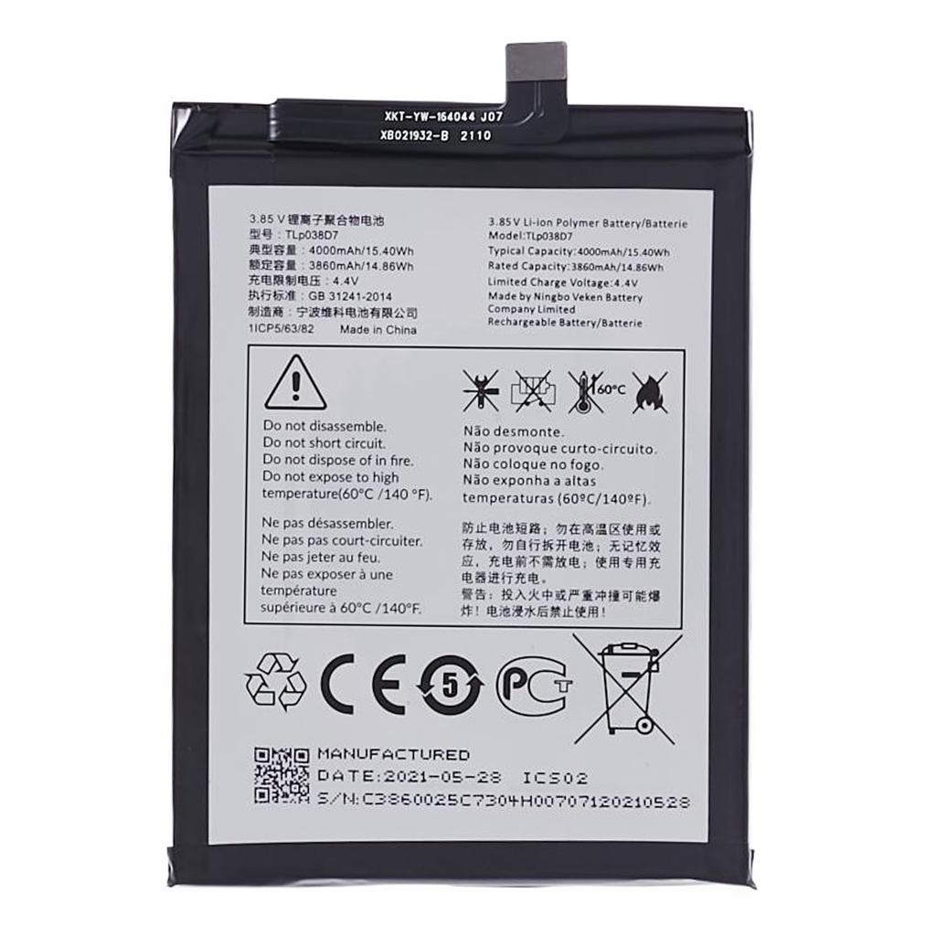 For Alcatel 3L (2020) 3.85V 3860mAh Li-ion Polymer Battery Assembly Part (Encode: TLP038D7/TLP038D1) (without Logo)
