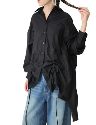 Antiqua Women's Drawstring Gathered Shirt, PK-01175, One Size 05, Black
