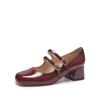 Designer Spring Patent Leather Women Mary Jane Shoes Fashion Shallow Square Toe Pumps Casual Dress Low Heel Shoes