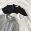 Women's Summer Ribbed Knit Polo Collar Slim Fit Top