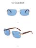 Stylish Frameless Leopard Sunglasses: Retro Faux Wood Grain Unisex Street Style