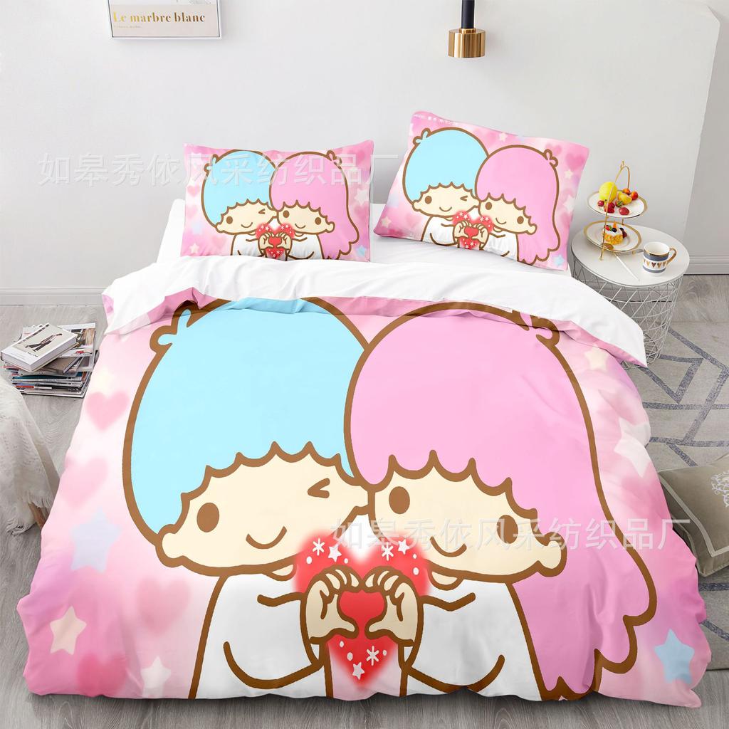 Sanrio Little Twin Stars Bedding Sets Comforter Quilt Bed Cover Duvet Cover Pillow Case 2-3 Pieces Sets Kids Adult Size