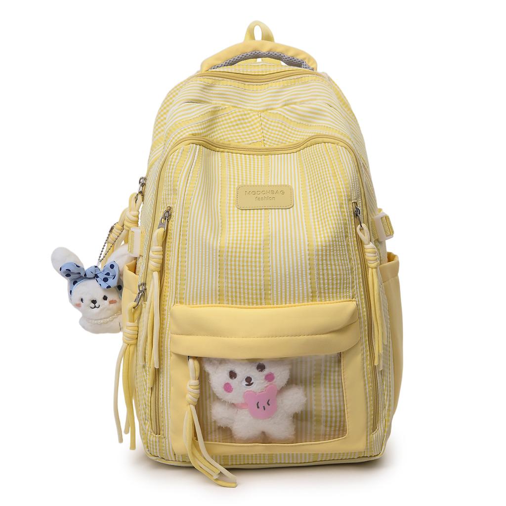 Schoolbag College Style Plaid School Bag Female College Students Junior High School Students Backpack Lightweight, Simple and Large Capacity Class