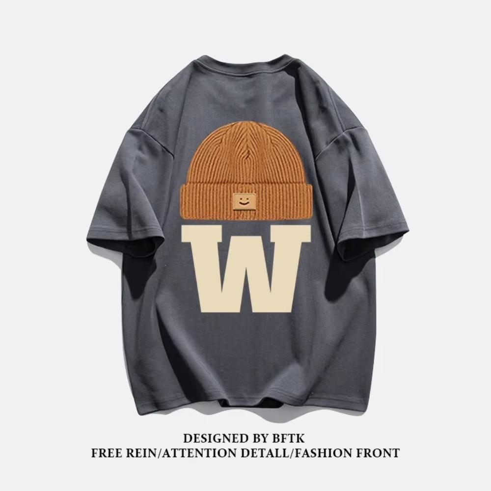 Letní móda Retro pánská anglická písmena těžké váhy 100% bavlna s kulatým výstřihem s potiskem Vysoce kvalitní neformální tričko Fitness Street