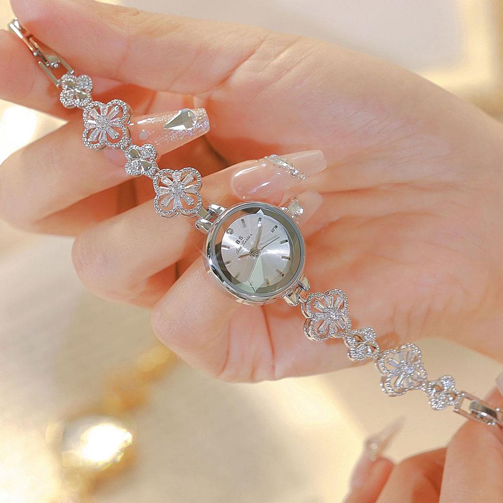 Women’s Watch Elegant Lucky Four Leaf Clover Natural Shell Dial High Quality Quartz Bracelet Wristwatch Fashion Girls Gift