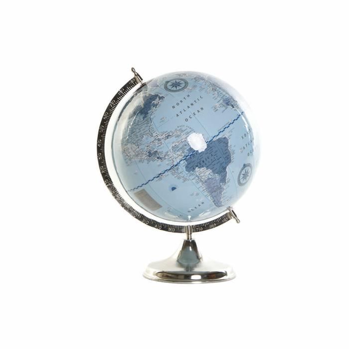 Globe terrestre - Design africain - 33 x 33 x 44 cm - PVC et aluminium - Finition brillante