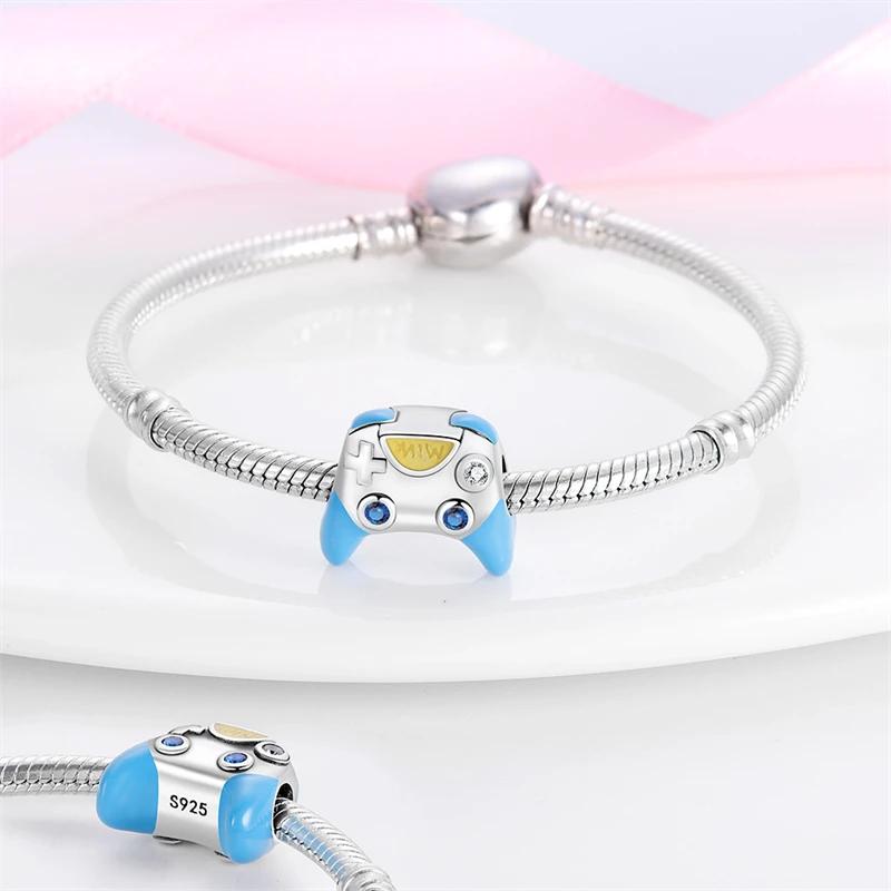 Charms Original Copper Plated Headphones Blue Game Console Beads Fit Bracelet Diy Fine Gift Women Delicate Jewelry