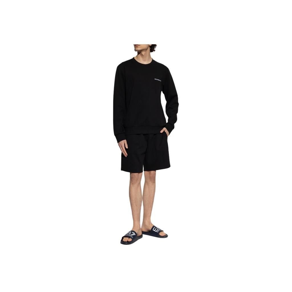 Emporio Armani Logo Embroidered Crew Neck Long Sleeve Sweatshirt Men sweatshirt Black EM000520-AF10790-UC001