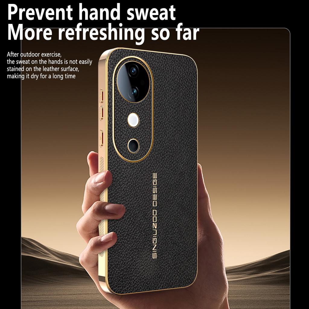 For VIVO S19 S19 Pro S18 S18Pro Premium Electroplated Lychee-textured Phone Case That’s Shockproof and Fingerprint-resistant