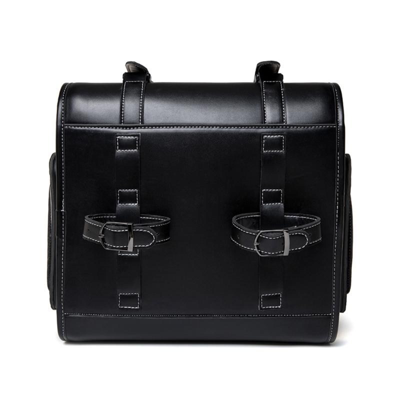 Retro Punk Motorcycle Seat Bag Strong PU Leather Waterproof Tool Storage Easy Mount Side Bag for Bike Riding