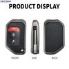 Zinc Alloy+Leather Car Key Case Cover Fob For Jeep Wrangler Jl Jlu Rubicon Gladiator Jt Sahara Jlu