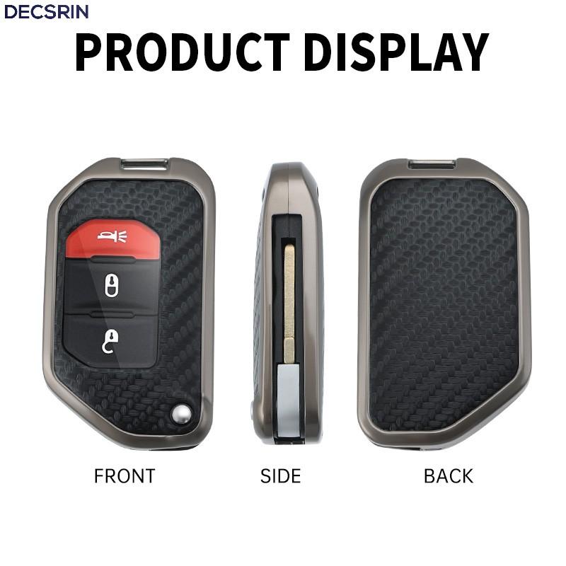 Zinc Alloy+Leather Car Key Case Cover Fob For Jeep Wrangler Jl Jlu Rubicon Gladiator Jt Sahara Jlu
