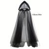1 X Gothic Elegant Double Layer Sheer Mesh Shawl - Full Coverage Black and White Tassel Witch Vampire Cape, Suitable for Hallowe