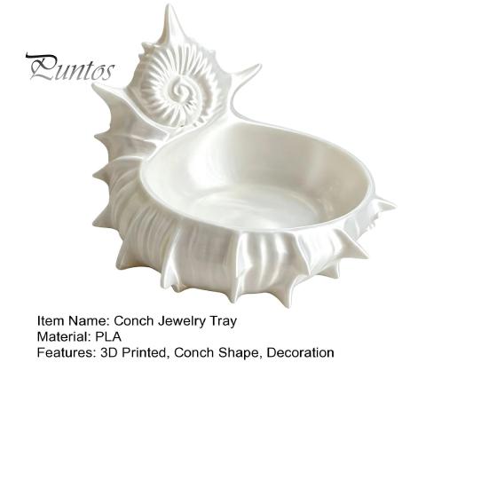 Ocean Theme Trinket Dish 3D Printed Conch Jewelry Tray, Sea Snail Bowl for Small Storage Tray Organizing Necklaces Earrings, Decorative Desk Organizer