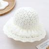 Cappello da Sole da Bambino a Tesa Larga in Paglia - Cappello a Secchiello Traspirante in Stile Coreano per la Spiaggia con Pizzo per Primavera ed Estate.