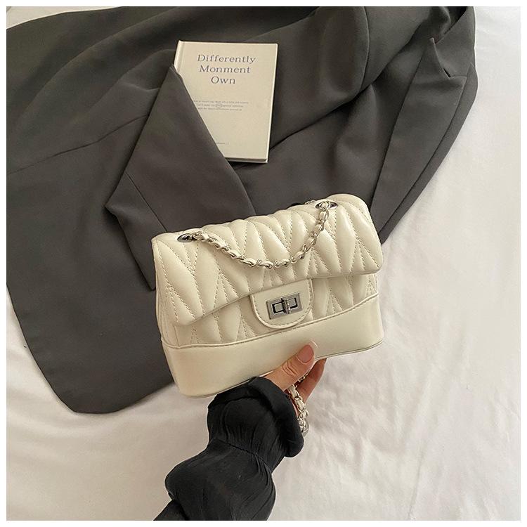 

Rhombus senior sense women 2025 new trend fashion simple chain bag shoulder crossbody small square bag bags белый