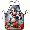 1pc, Cartoon Cow Chef-themed Printed Apron, a Durable, Comfortable, Fun, and Practical Cooking Apron Suitable for Baking, Grilling, Manicures, Gardeni