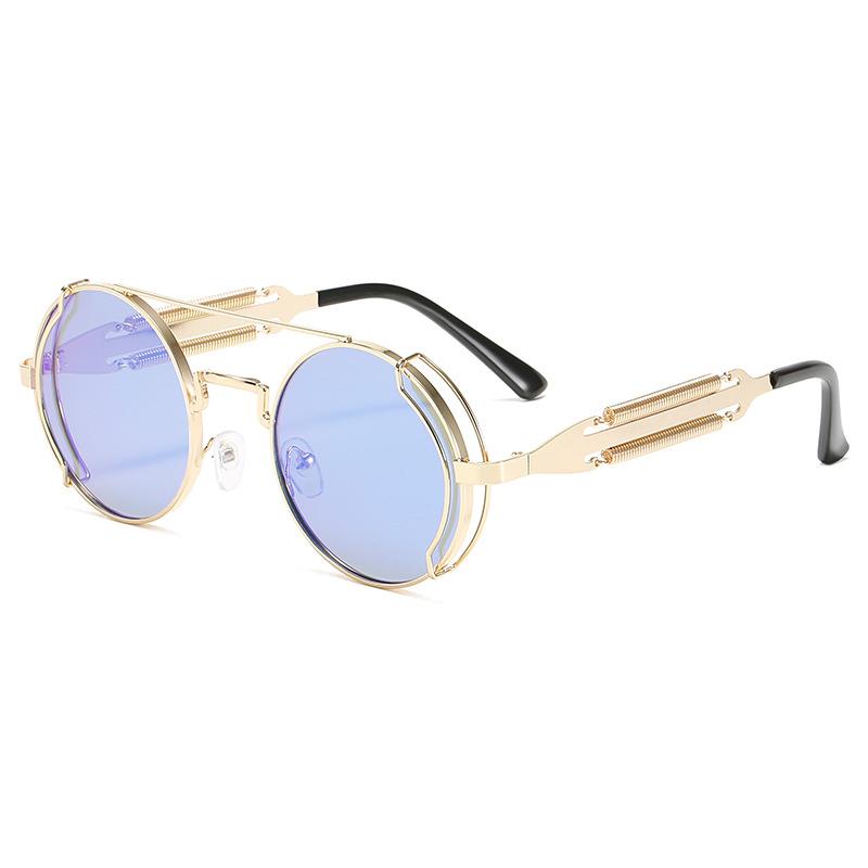Retro Round Punk Sunglasses Men Women Classic Round Steampunk Sun Glasses Male Vintage Summer Driving Shades