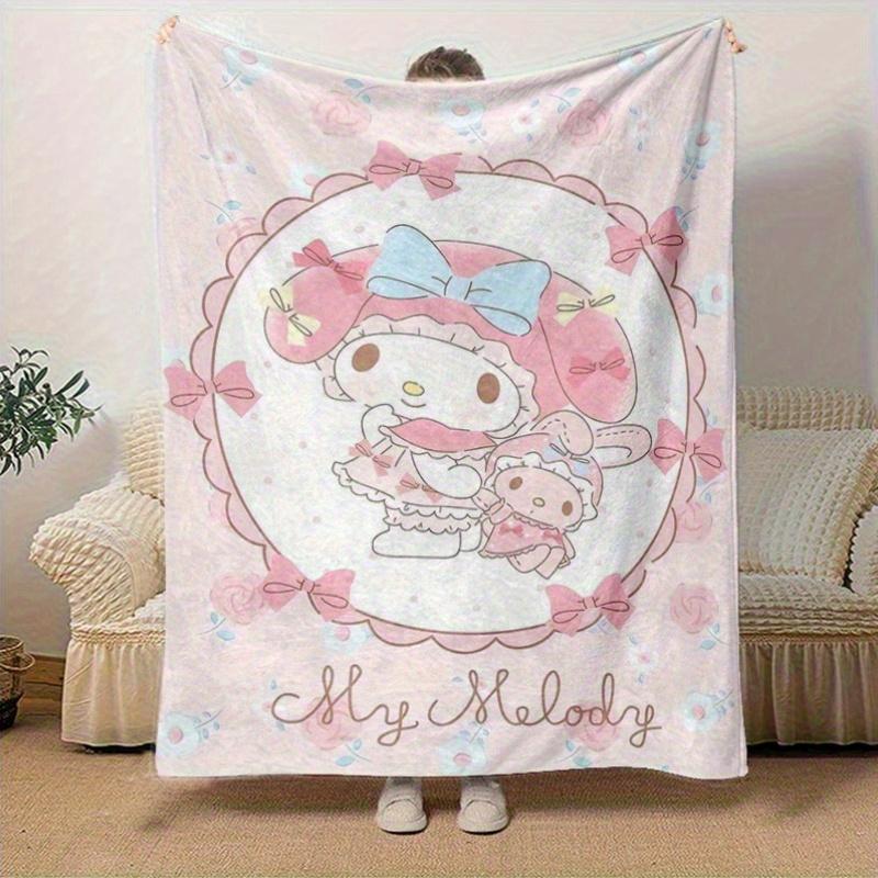 1pc,Sanrio My Melody Home Decor Flannel Blanket: Perfect Gift for Bedroom, Living Room, Travel, Camping, Car, Beach, Office Naps, Ideal Sofa Throw, Ou