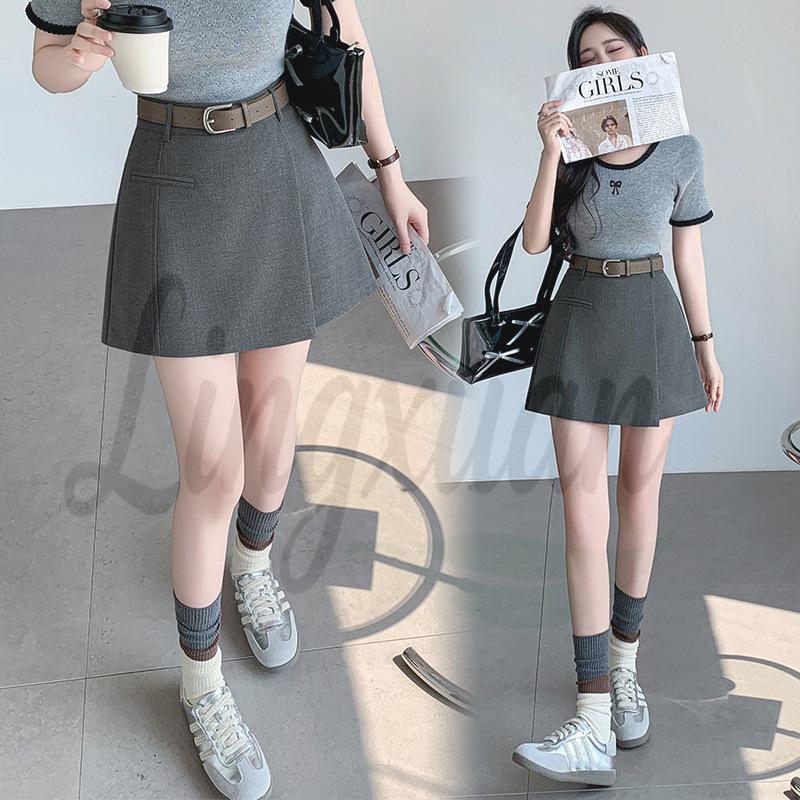 Women s Spring-Summer 2026 A-line High-Waist Casual Skort Suit Large