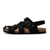 2024 New Summer Men's Cork Sandalas Suede Leather Mule Clogs Slippers Man Soft Cork Two Buckle Beach Slides Footwear For Men