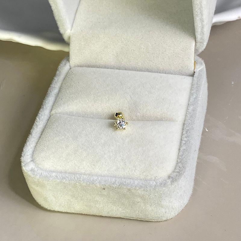 

Six-Claw Screw Stud Earrings 14K Female Sleep No Need to Take off Pure Silver 6 claws 14K gold 3m single (rod length 4mm)