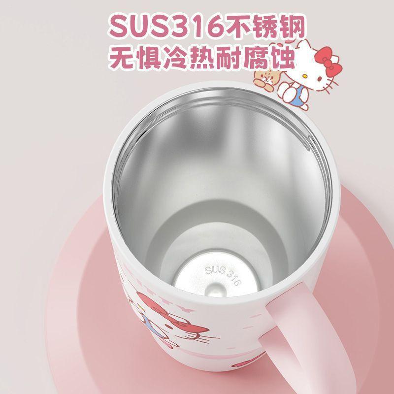 Hello Kitty Insulated Stainless Steel Travel Mug With Handle Straw 580ml Women Men Kids Office Car Use