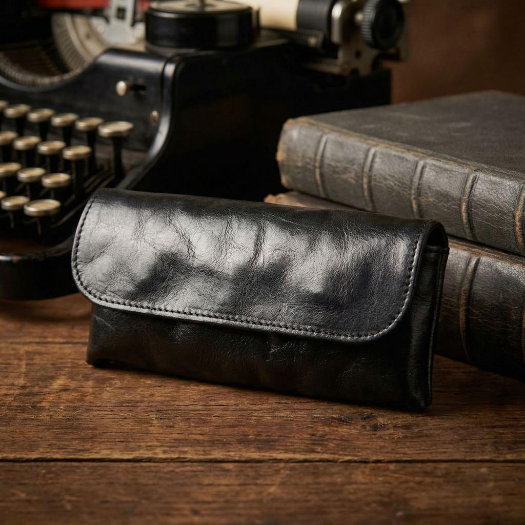 Scratch-Resistant Cow Leather Eyeglass Case,Sunglasses Protective Holder Portable Leather Pouch for Myopia Glasses & Sunglasses