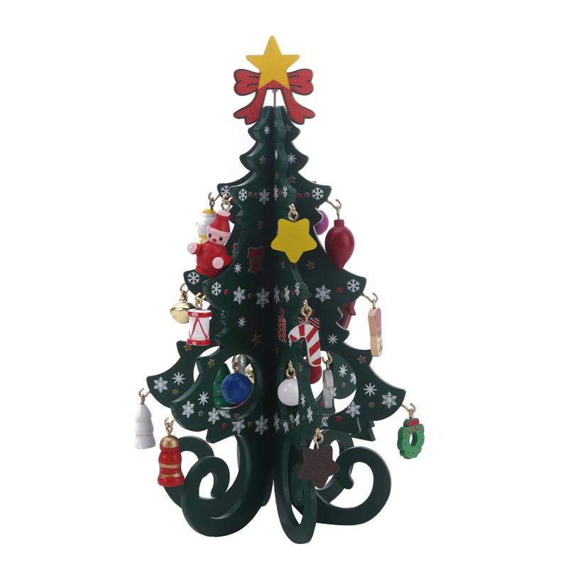 2026 Christmas Tree Children's Handmade DIY Stereo Wooden Christmas Tree Scene Layout Christmas Decorations Ornaments Hot