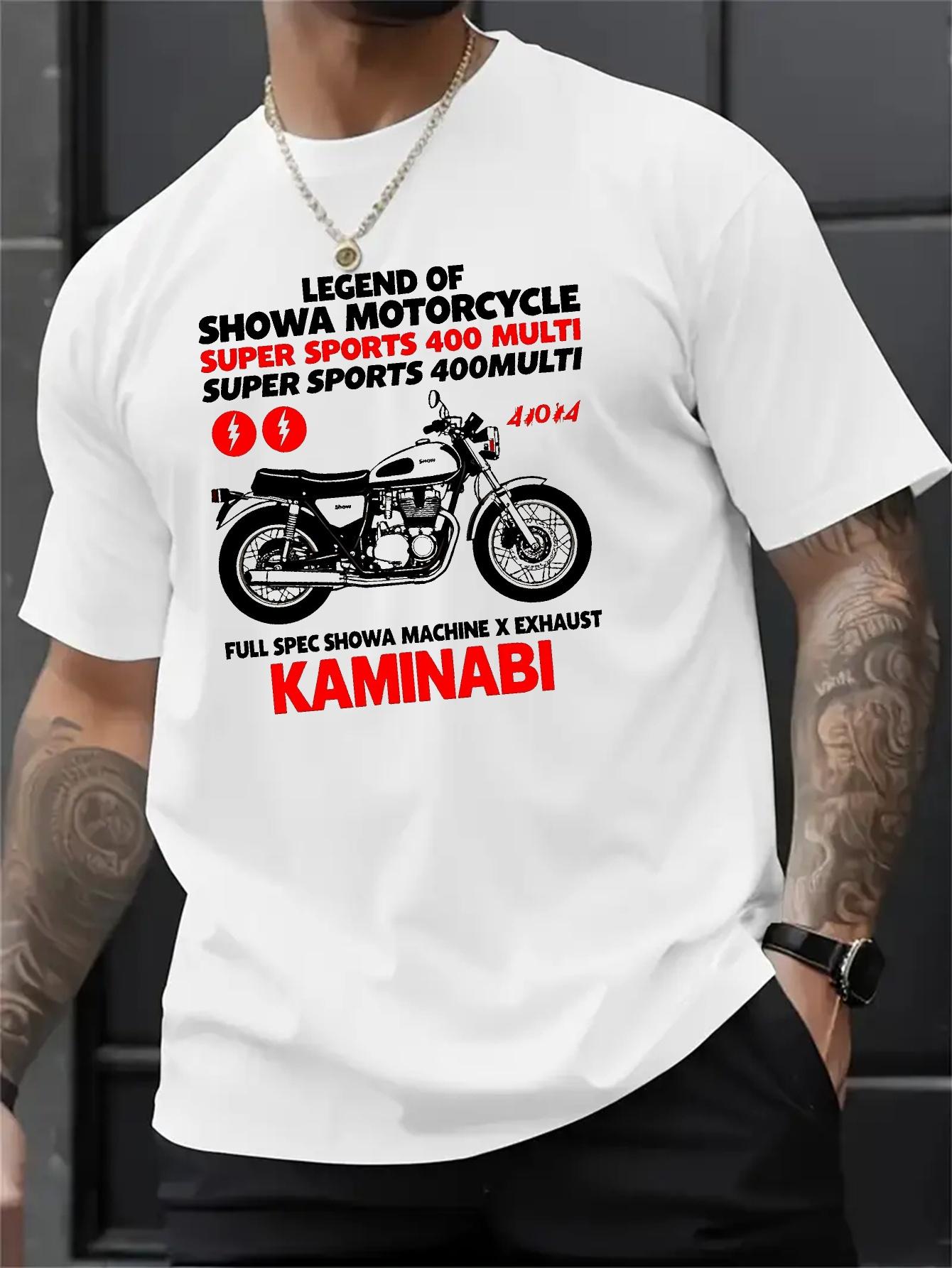 Motorcycle Graphic T-shirt - Black Cotton Blend Tee with Vintage Bike Design XL