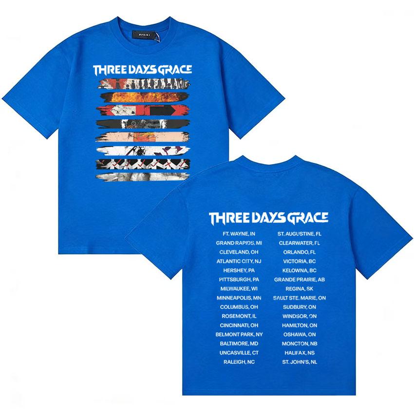 Three Days Grace 2026 Album Merch Tour T-shirt Unisex Magliette in Puro Cotone T-shirt a Manica Corta Comfort Oversize di Alta Qualità