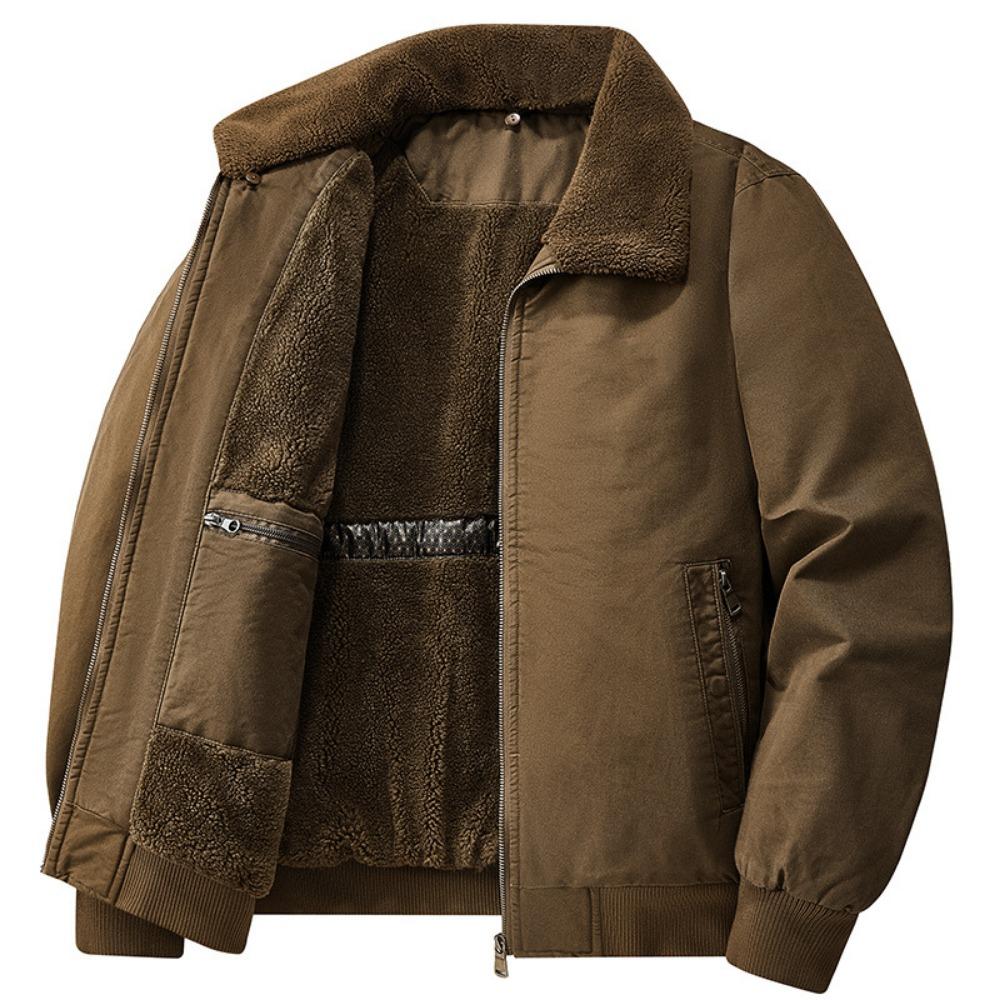 Winter New Fleece Thick Warm Pilot Jacket Men Fashion Casual Windproof Coat Men Autumn Outwear Outdoor Fur Collar Jacket Men